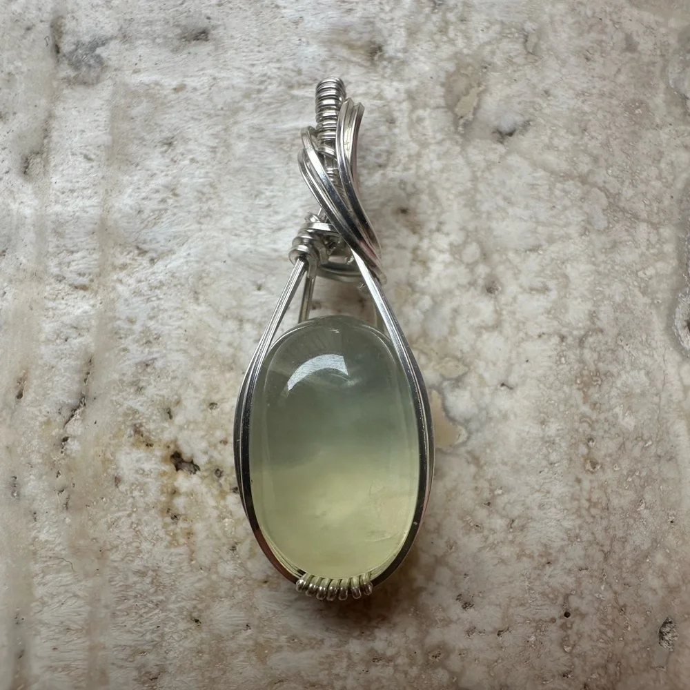 Sterling Silver Prehnite Necklace Pendant